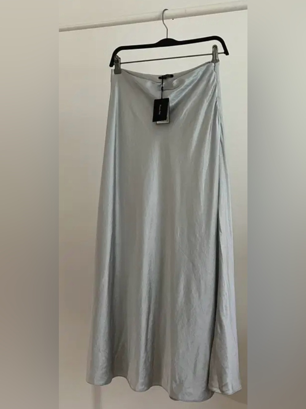 Massimo Dutti Light Silver-Gray Satin Maxi Skirt